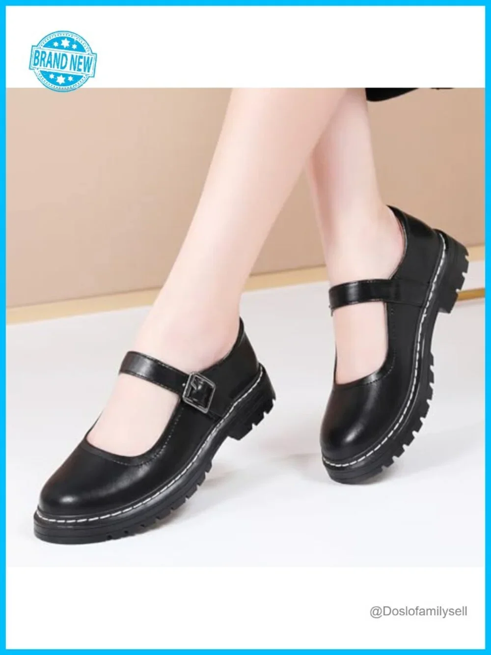Women's Faux Leather Mary Jane Platform Shoes Non-Slip with Memory Foam